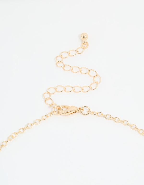 Gold Organic Disc Droplet Necklace