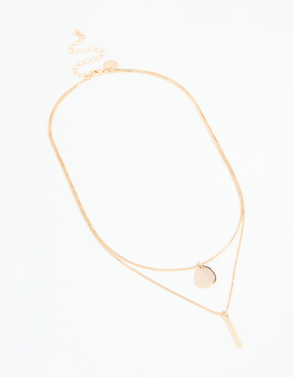 Gold Disc Pendant & Tassel Layered Necklace