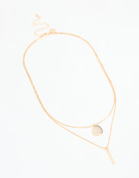 Gold Disc Pendant & Tassel Layered Necklace - link has visual effect only