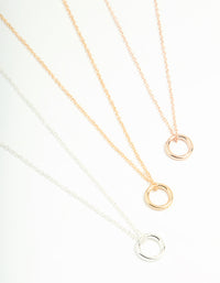 Mixed Metal Circle Pendant Necklaces 3-Pack - link has visual effect only