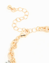 Gold Heart & Flower Charm Bracelet - link has visual effect only