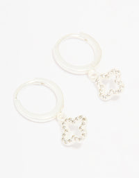Sterling Silver Cubic Zirconia Flower Huggie Earrings - link has visual effect only