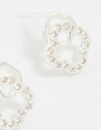Sterling Silver Cubic Zirconia Double Flower Stud Earrings - link has visual effect only