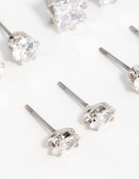 Silver Classic Cubic Zirconia Cross Stud Earrings 6-Pack - link has visual effect only