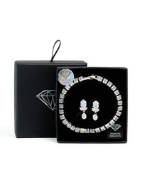 Silver Cubic Zirconia Tennis Bracelet & Teardrop Earrings Set - link has visual effect only