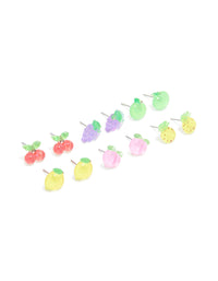 Kids Silver Juicy Fruit Stud Earrings 6-Pack - link has visual effect only