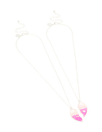 Kids Silver Pastel Heart BFF Necklaces 2-Pack - link has visual effect only