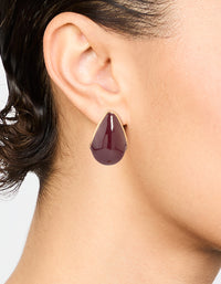 Gold Red Enamel Chunky Teardrop Hoop Earrings - link has visual effect only