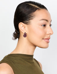 Gold Red Enamel Chunky Teardrop Hoop Earrings - link has visual effect only