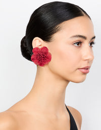 Red Fabric Poppy Flower Stud Earrings - link has visual effect only