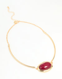 Gold Red Large Stone & Tube Necklace - link has visual effect only