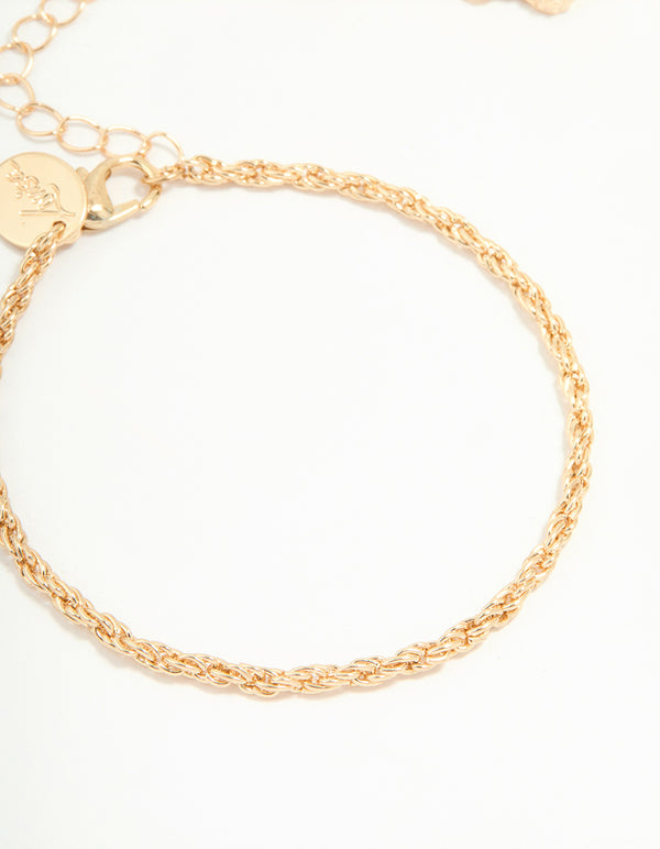 Gold Chain & Red Flower Bracelets 3-Pack