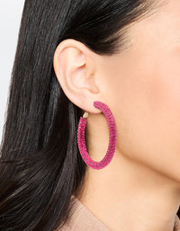 Gold Pink Diamante Hoop Earrings - link has visual effect only