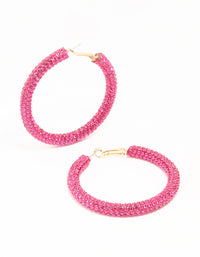 Gold Pink Diamante Hoop Earrings - link has visual effect only