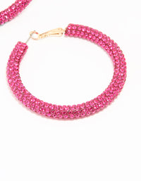 Gold Pink Diamante Hoop Earrings - link has visual effect only