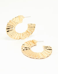 Gold Flat Crinkle Hoop Earrings - link has visual effect only