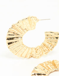 Gold Flat Crinkle Hoop Earrings - link has visual effect only