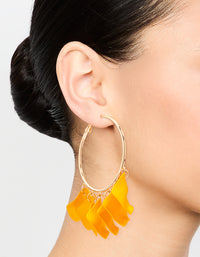 Gold Orange Petal Large Hoop Earrings - link has visual effect only