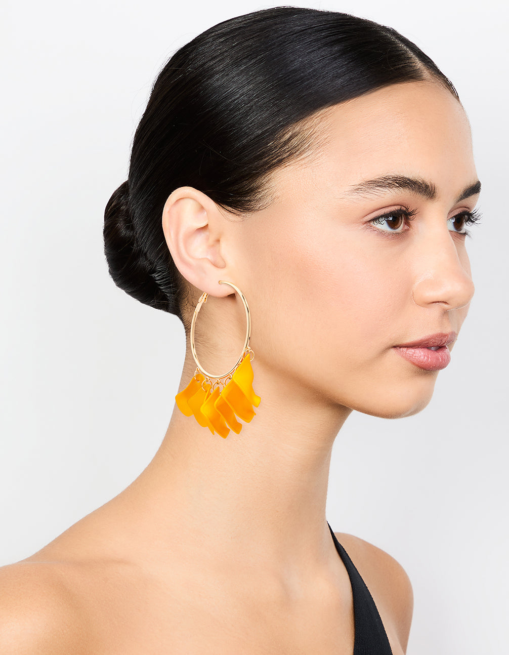 Gold Orange Petal Large Hoop Earrings