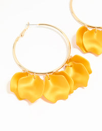 Gold Orange Petal Large Hoop Earrings - link has visual effect only