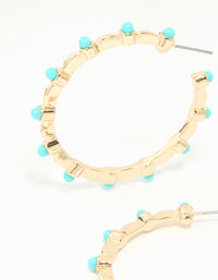 Gold Turquoise Ball Hoop Earrings - link has visual effect only
