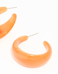 Orange Acrylic Chunky Medium Hoop Earrings - link has visual effect only