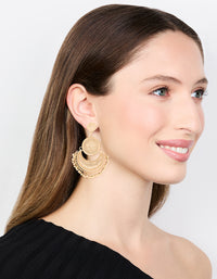 Gold Boho Etched Flower Drop Earrings - link has visual effect only