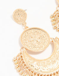 Gold Boho Etched Flower Drop Earrings - link has visual effect only