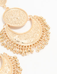 Gold Boho Etched Flower Drop Earrings - link has visual effect only