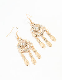 Antique Gold Diamante Hook Earrings - link has visual effect only