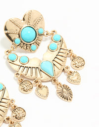 Antique Gold Turquoise Heart Drop Earrings - link has visual effect only