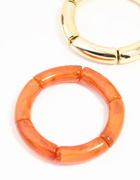 Orange Acrylic Bamboo Stretch Bracelets 3-Pack - link has visual effect only