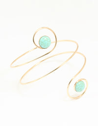 Gold Turquoise Swirl Stone Arm Cuff - link has visual effect only