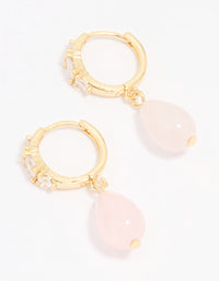 Gold Plated Cubic Zirconia Semi Precious Drop Earrings - link has visual effect only