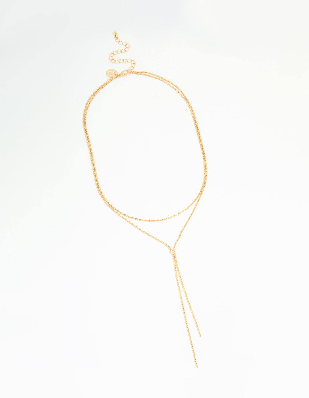 Gold Plated Chain Layered Y- Necklace