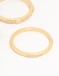 Gold Plated Cubic Zirconia Plain & Heart Stacking Rings 5-Pack - link has visual effect only