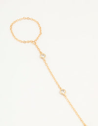 Gold Plated Cubic Zirconia Hand Chain Bracelet - link has visual effect only