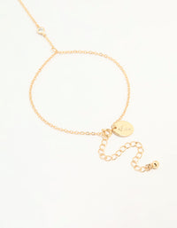 Gold Plated Cubic Zirconia Hand Chain Bracelet - link has visual effect only