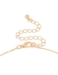 Gold Diamante Double Circle Link Necklace - link has visual effect only