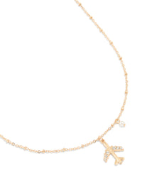 Gold Diamante Dainty Airplane Necklace - link has visual effect only