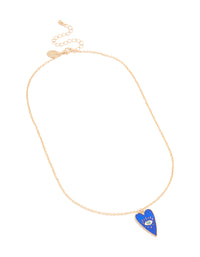Gold Blue Enamel Heart Evil Eye Necklace - link has visual effect only