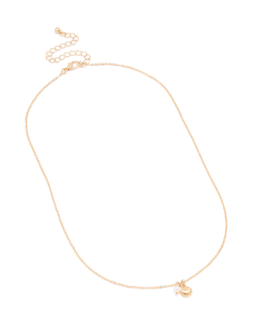 Gold Shell & Pearl Pendant Necklace