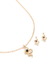 Gold Snake Necklace & Earrings Set - link has visual effect only