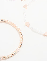 Kids Beaded & Pearl Heart Stretch Bracelets 4-Pack - link has visual effect only