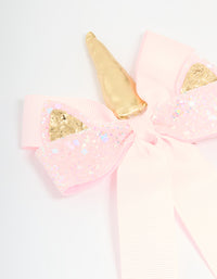 Kids Pink Sequin Unicorn Hair Bow Clip - link has visual effect only