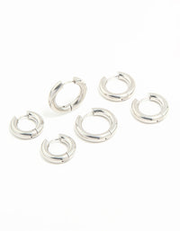 Waterproof Stainless Steel Thick Hoop Earrings 3-Pack - link has visual effect only