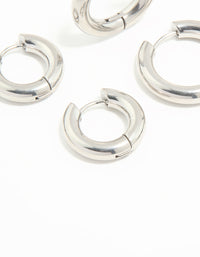 Waterproof Stainless Steel Thick Hoop Earrings 3-Pack - link has visual effect only