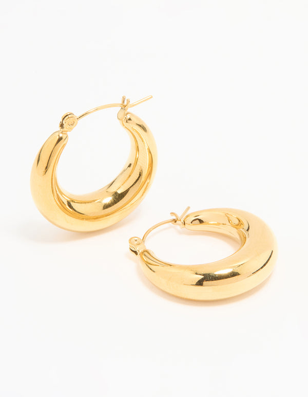 Waterproof Gold Plated Stainless Steel Small Chunky Hoop Earrings