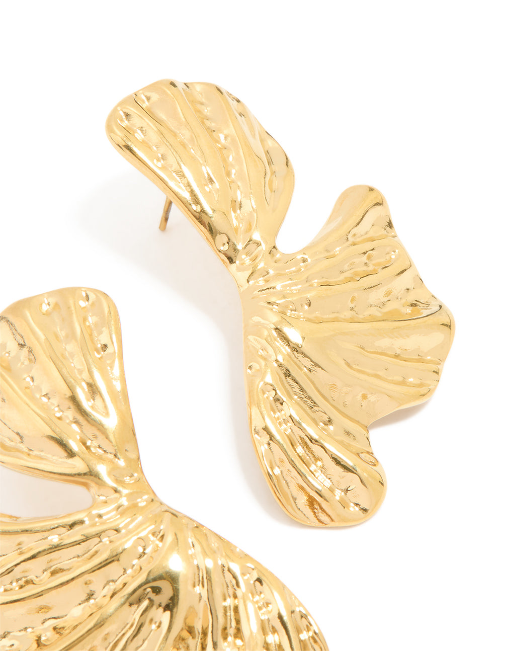 Waterproof Gold Plated Stainless Steel Molten Floral Stud Earrings