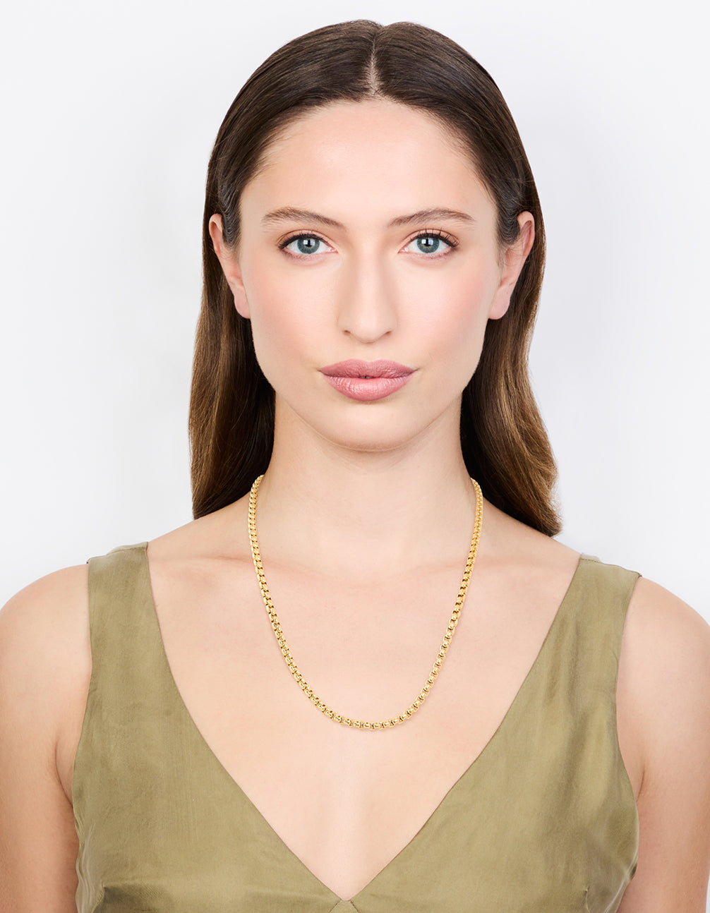 Waterproof Gold Plated Stainless Steel Round Box Chain Short Necklace